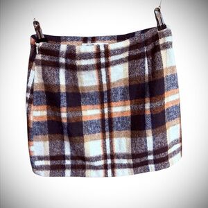 iO Fashion Plaid wool skirt